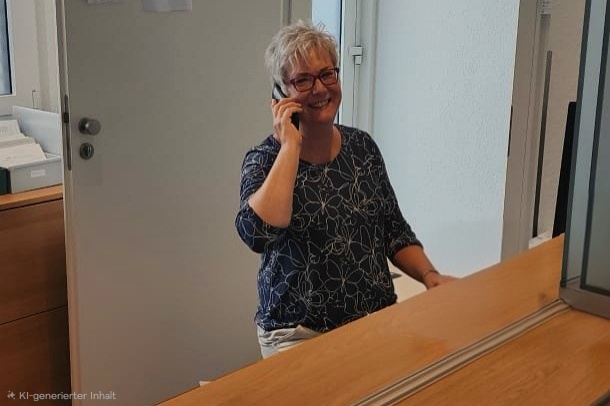 Mitarbeiterin am Empfang der Physiotherapie Daniela Hamm telefoniert